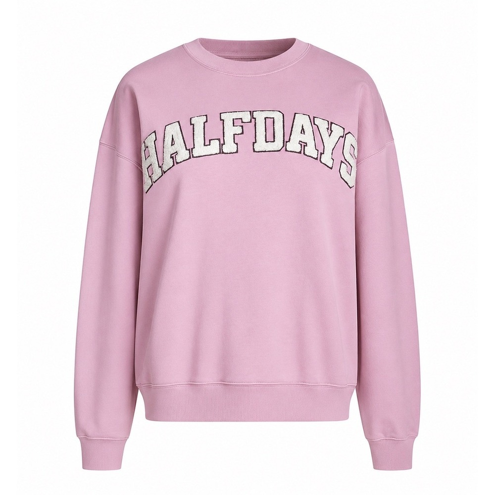 Halfdays Womens Ski Club Oversized Crewneck Sweatshirt Amethyst Purple XS New